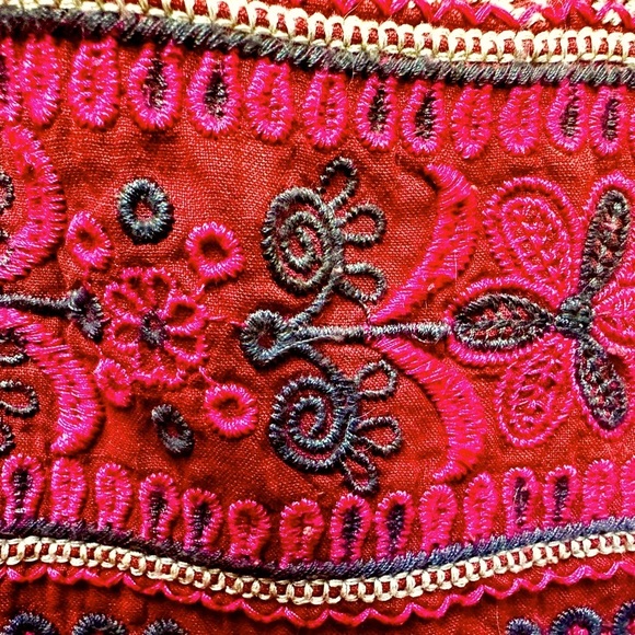 Johnny Was Workshop Ramie Linen Embroidered Spaghetti Strap Top Red Medium - Picture 3 of 10